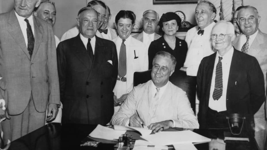 Roosevelt Signed into law the Social Security Act